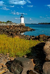 Winter Island Lighthouse Along Rocky Shore
